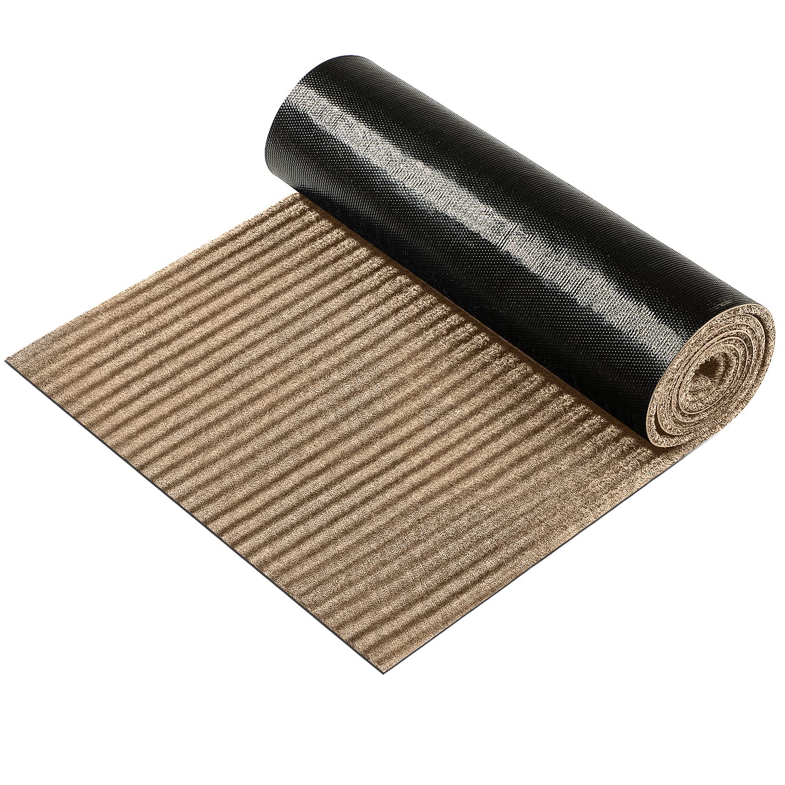 Nuanchu A Roll Large Semi-Finished Striped Door Mat Waterproof Entry Mat with Rubber Lining Indoor and Outdoor Rug for Wet W