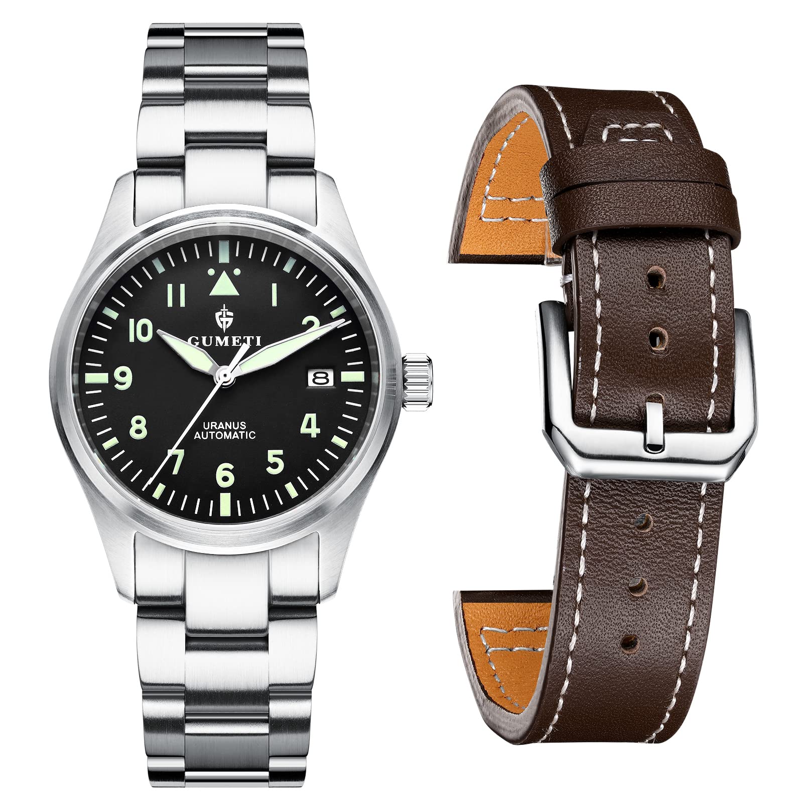 GUMETI Mens Wrist Watches Waterproof Mechanical Wrist Watch for Men Stainless Steel Mechanical Automatic Watch Pilot-Watch