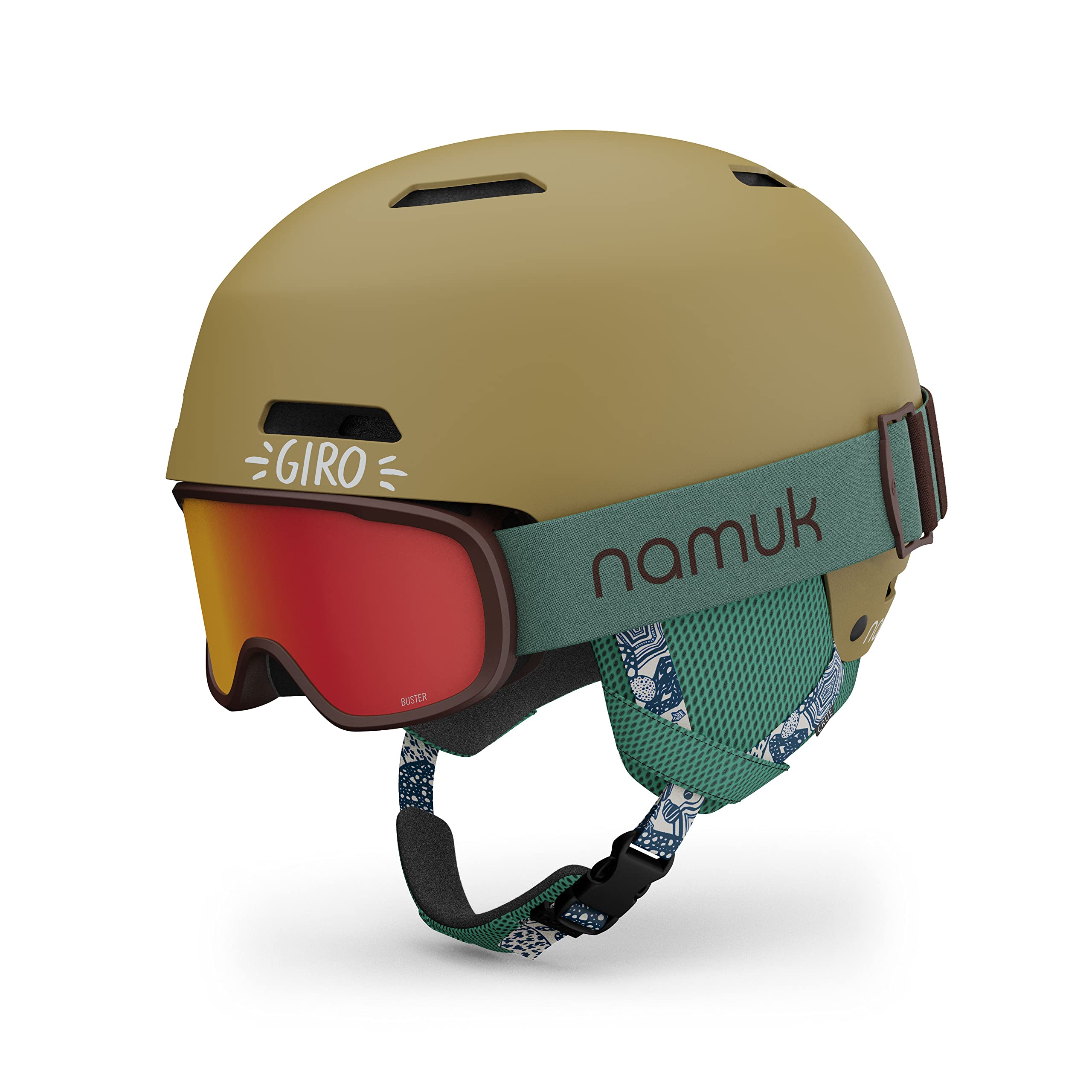 Giro Crue Combo Pack Kids Ski Helmet - Snowboarding Helmet with Matching Goggles for Youth Boys Girls Namuk GoldNorthern