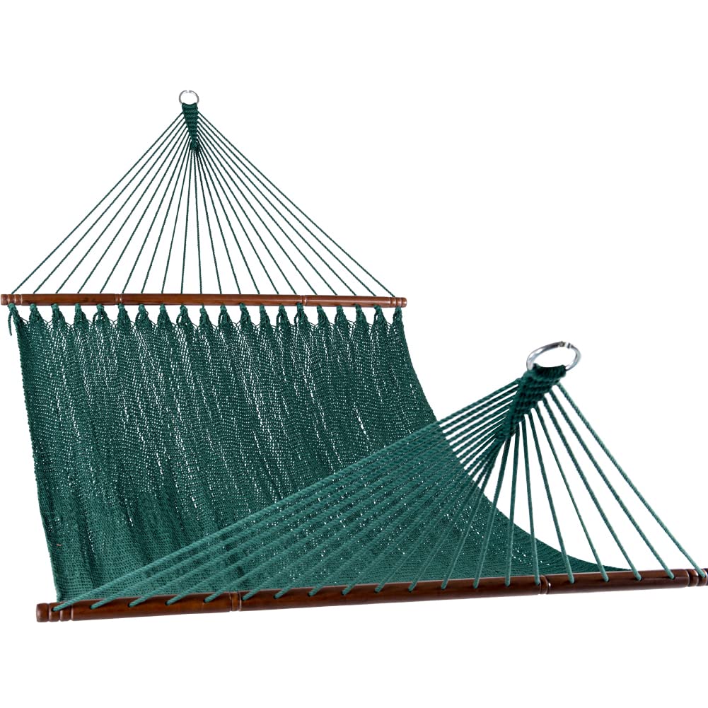 HARBOURSIDE Hammocks Double 2 Person Caribbean Rope Hammock Hand Woven Polyester Hammock with Spreader Bars Extra Large Out