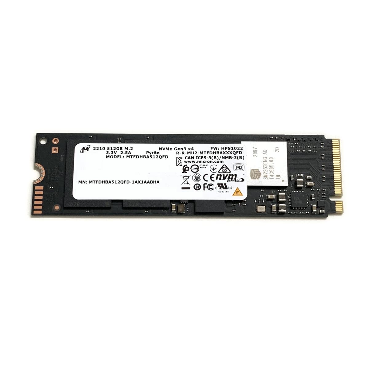 Micron SSD 512GB 2210 NVMe PCIe Gen3 x4 MTFDHBA512QFD M09630-001 ソリッドステートドライブ HP Dell Lenovo ノー