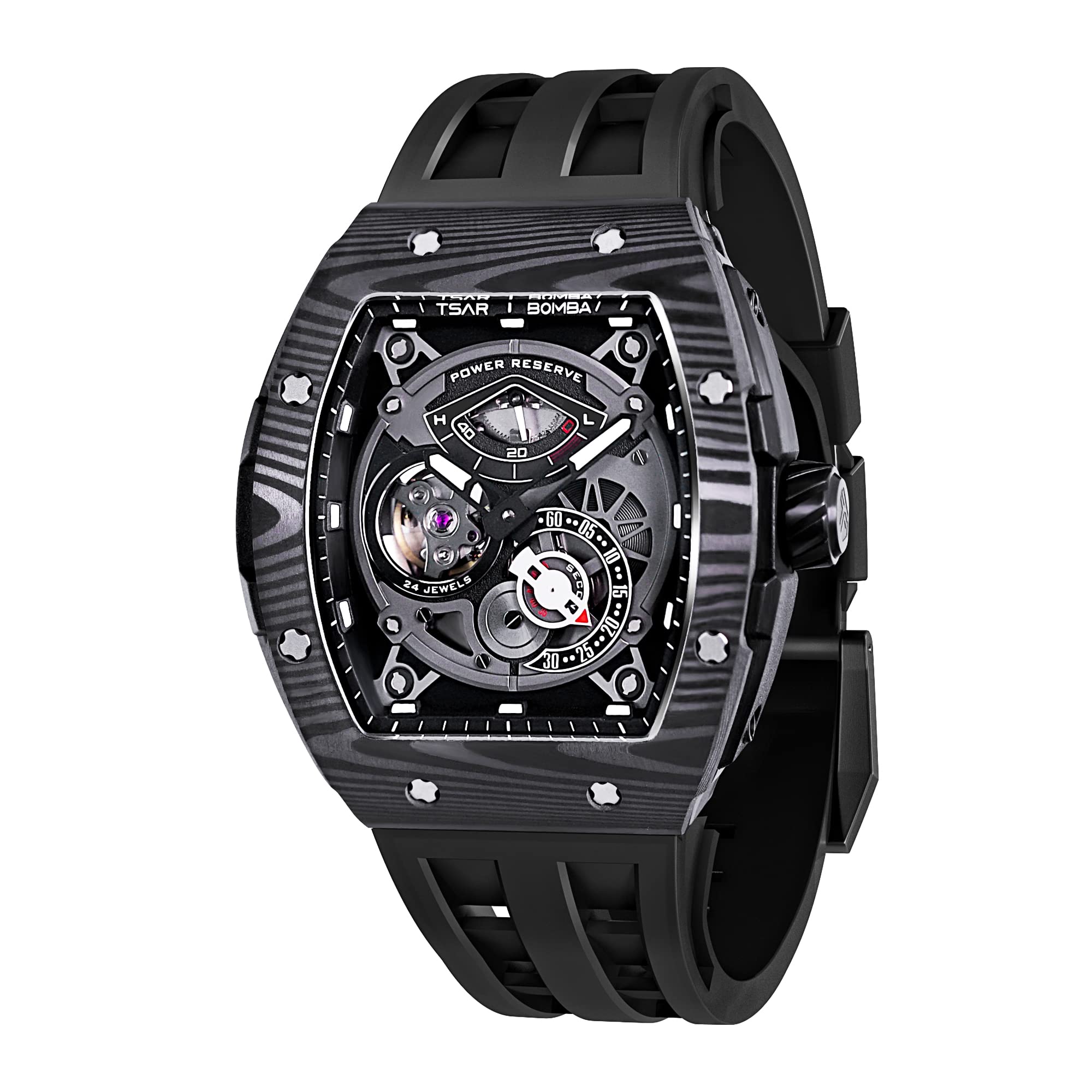 TSAR BOMBA 腕時計 メンズ 自動巻き 機械式 メンズ アナログ腕時計 スケルトン腕時計 トノーウ