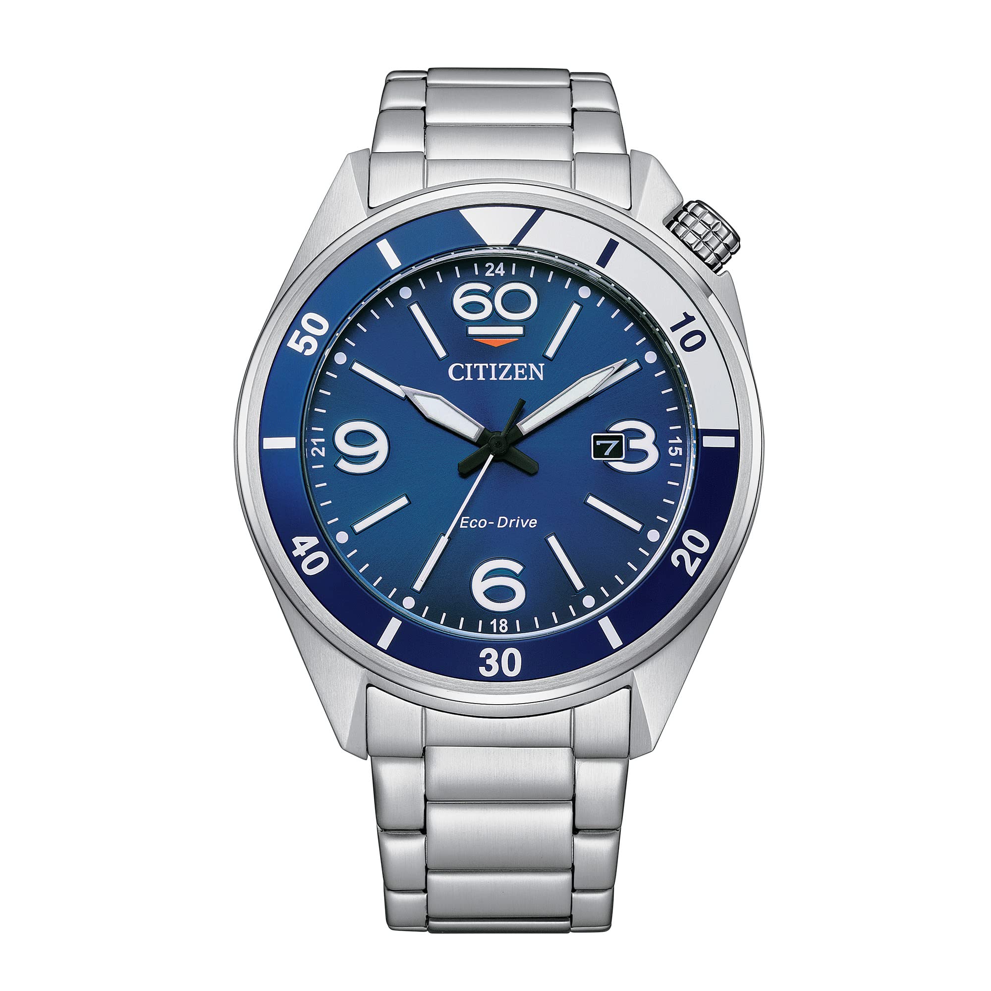 Citizen Mens Eco-Drive Weekender Sport Mens Watch in Stainless Steel Blue Dial Model AW1711-52L並行輸入品