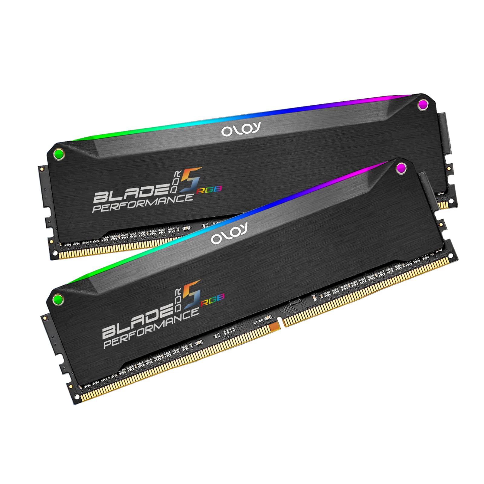 OLOy DDR5 RAM 32GB 2x16GB ブラック ヘアラインブレード RGB 6000 MHz CL32 1.35V ゲーミング UDIMM MD5U16603