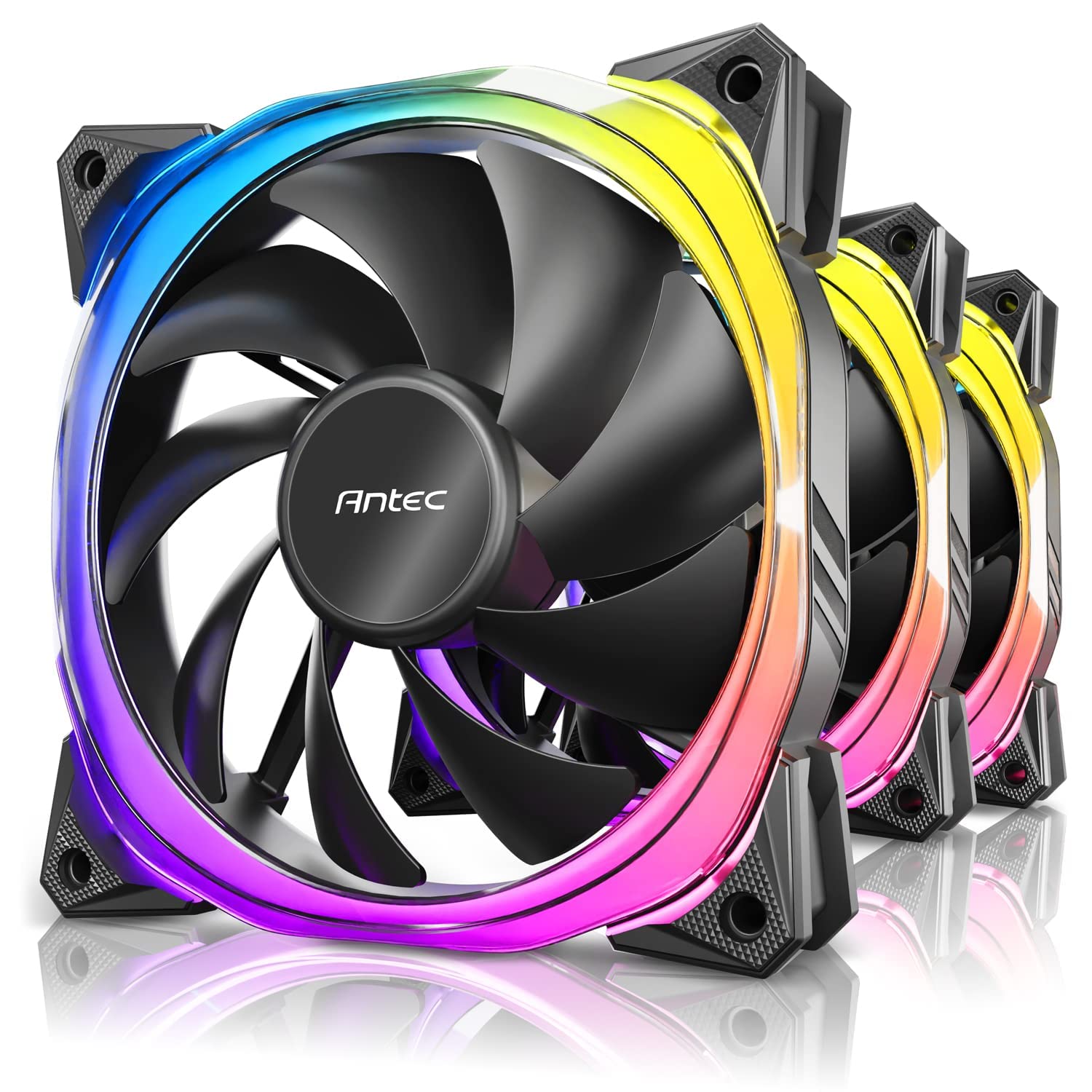 Antec RGB Fans PC Fans 5V-3PIN Addressable RGB Fans 120mm Fan with Controller Motherboard SYNC with 5V-3PIN Fusion Serie