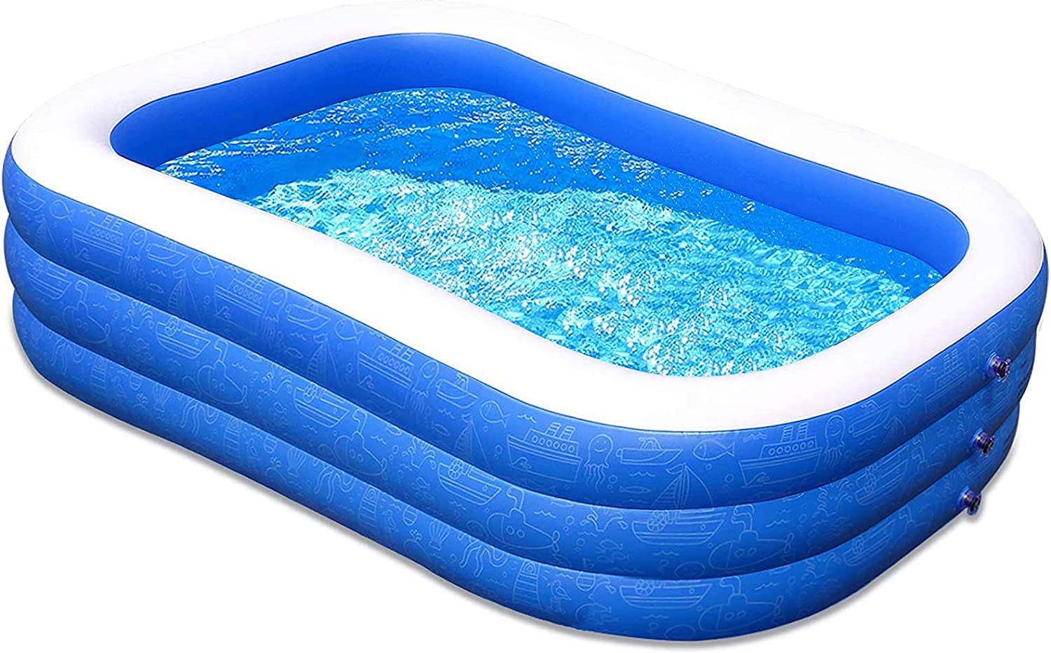Swimming Pool 120 X 72 X 22 Inflatable Pool Family Size Rectangular Kiddie Pool for Kids Toddlers Playing Ball Pit Easy
