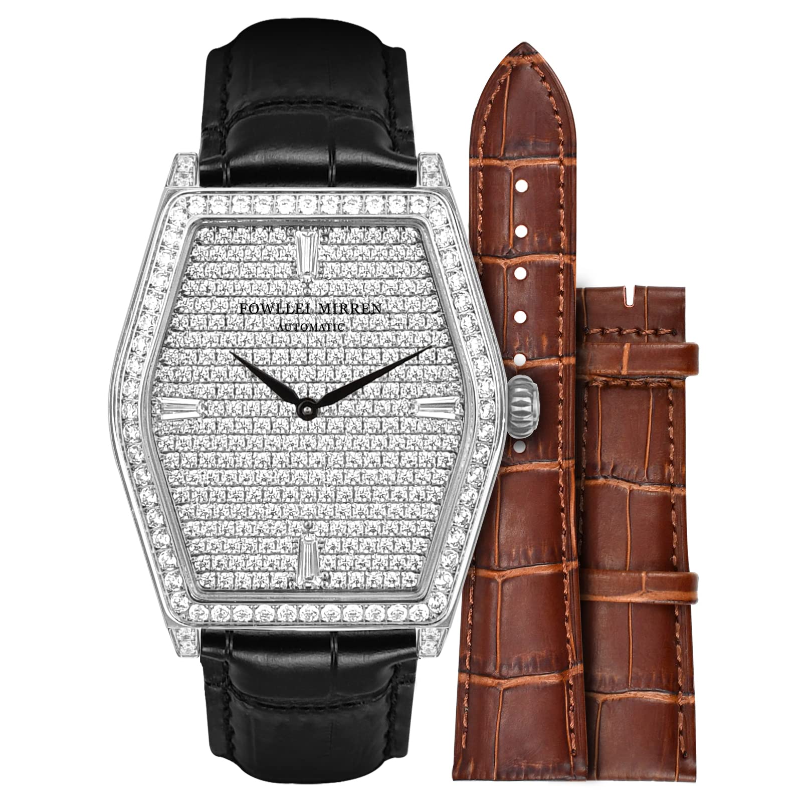 Fowllei mirren Diamond Wrist Watch for Women Diamond Wrist Watch for Men Unisex Analog Hexagon Watch Luxury Fashion Gift Wat