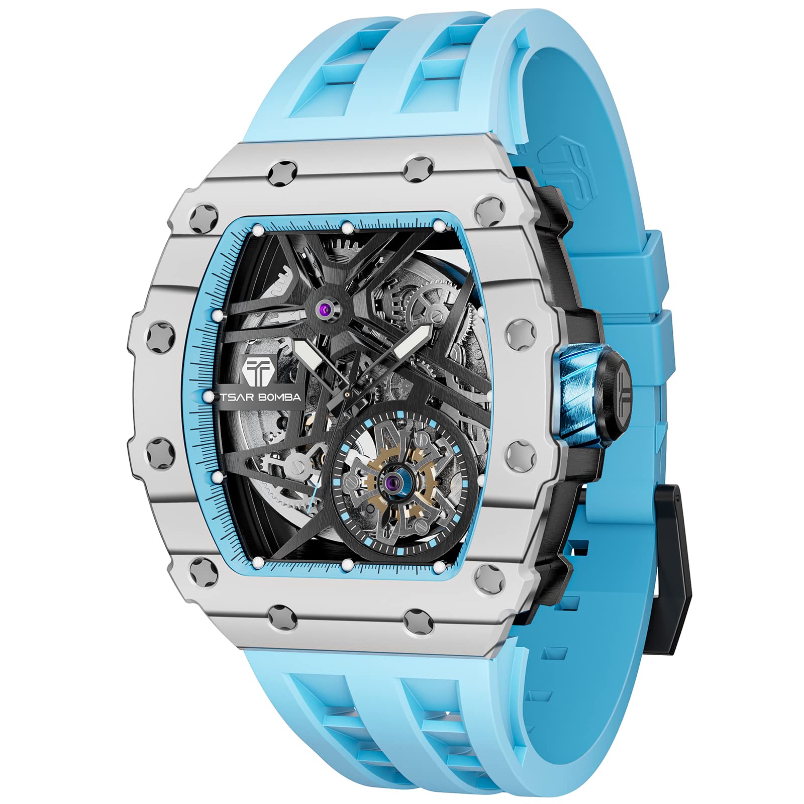 TSAR BOMBA Luxury Automatic Watches for Men - Carbon Fiber Bezel - Japanese Movement Sapphire Glass - 50M Waterproof Mens Wa