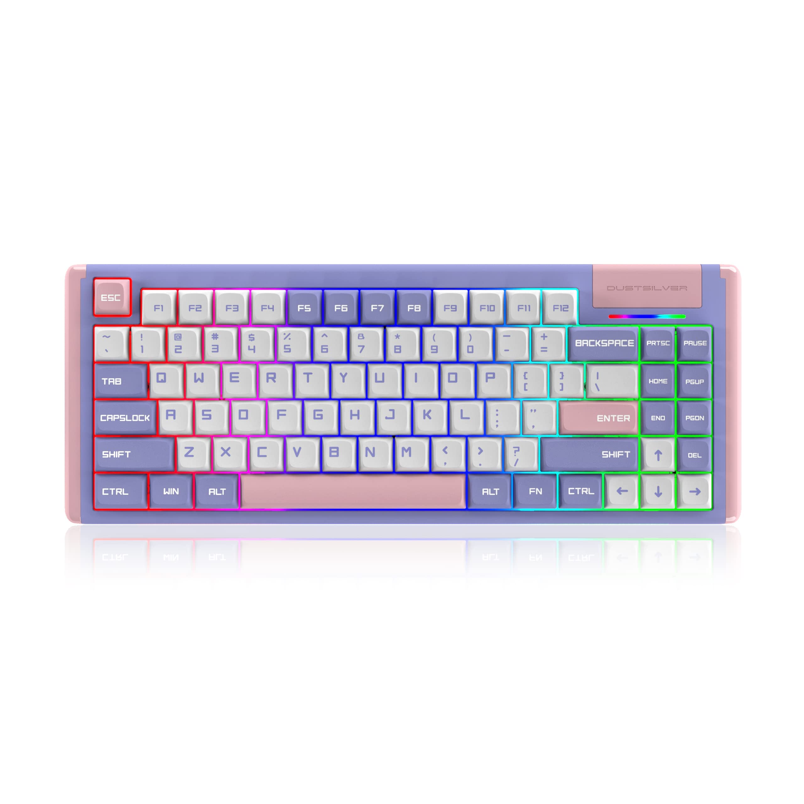 DUSTSILVER Wireless Keyboard Mechanical Gaming Keyboard Hot-swappable RGB Backlit Supports BT 5.02.4G WirelessWired 3 Modes