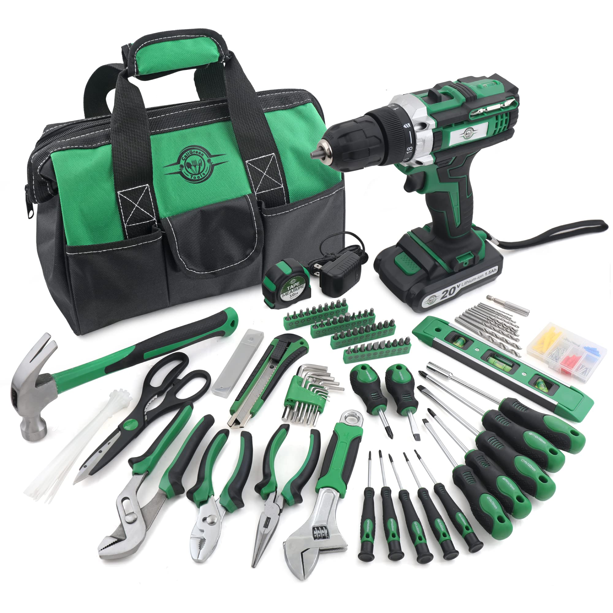 ELEVON 232-Piece 20V Cordless Lithium-ion Drill DriverElectric Power Drill Set with Household Tool Kit12 Inch Wide Mouth Op