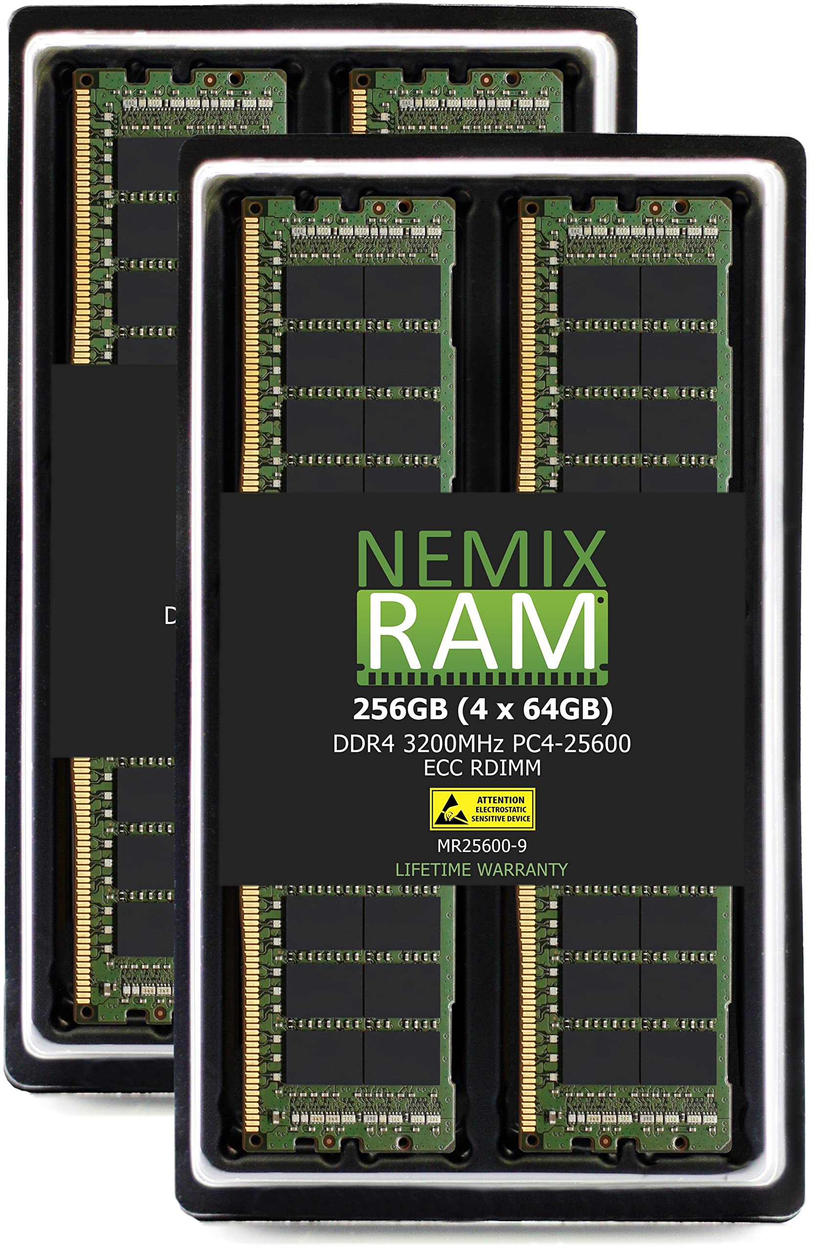 NEMIX RAM 256GB 4x64GB DDR4-3200 PC4-25600 ECC RDIMM レジスタードサーバーメモリアップグレード Dell Powe