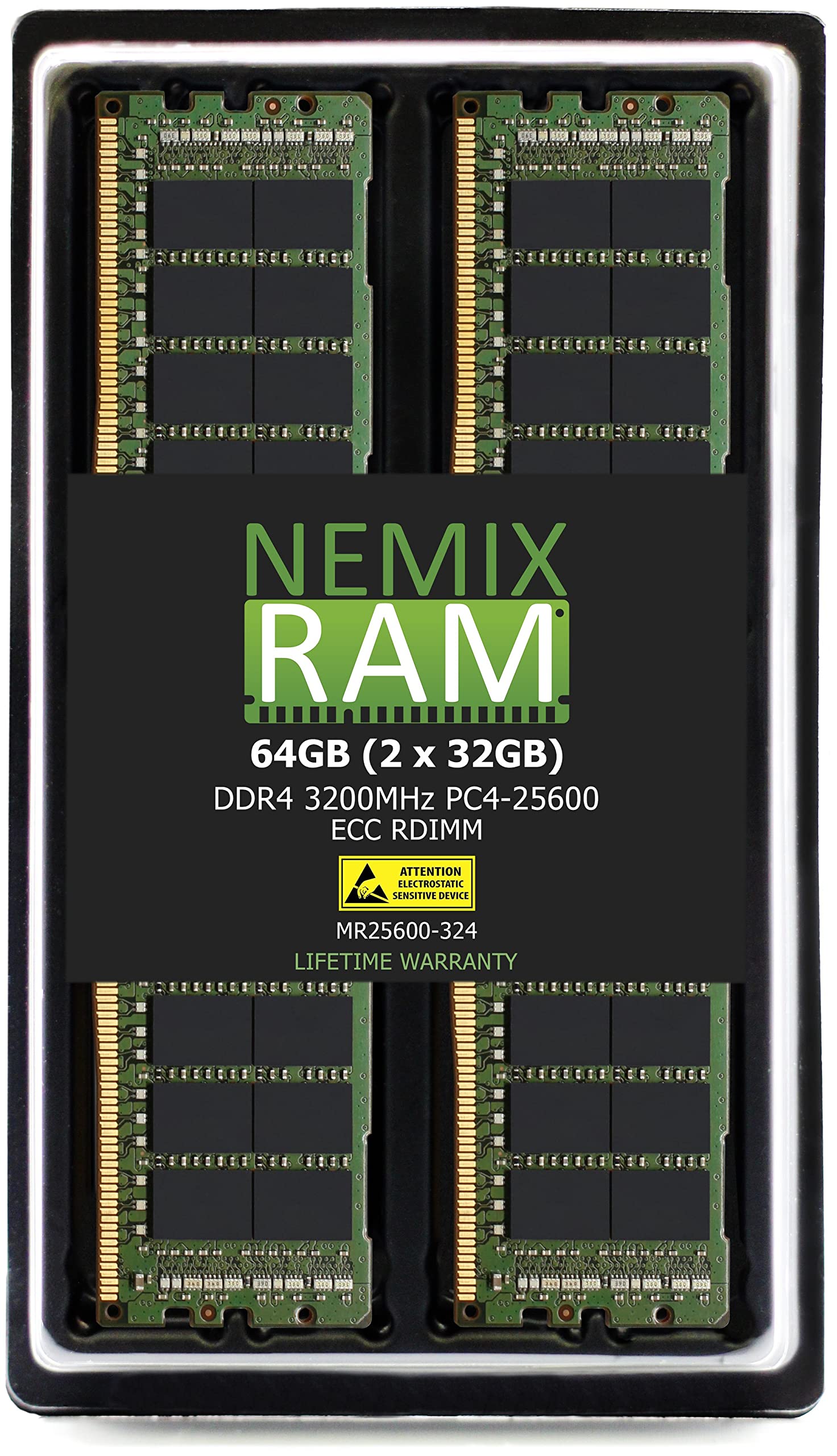NEMIX RAM 64GB 2X32GB DDR4-3200 PC4-25600 ECC RDIMM レジスタードサーバーメモリアップグレード Dell EMC P