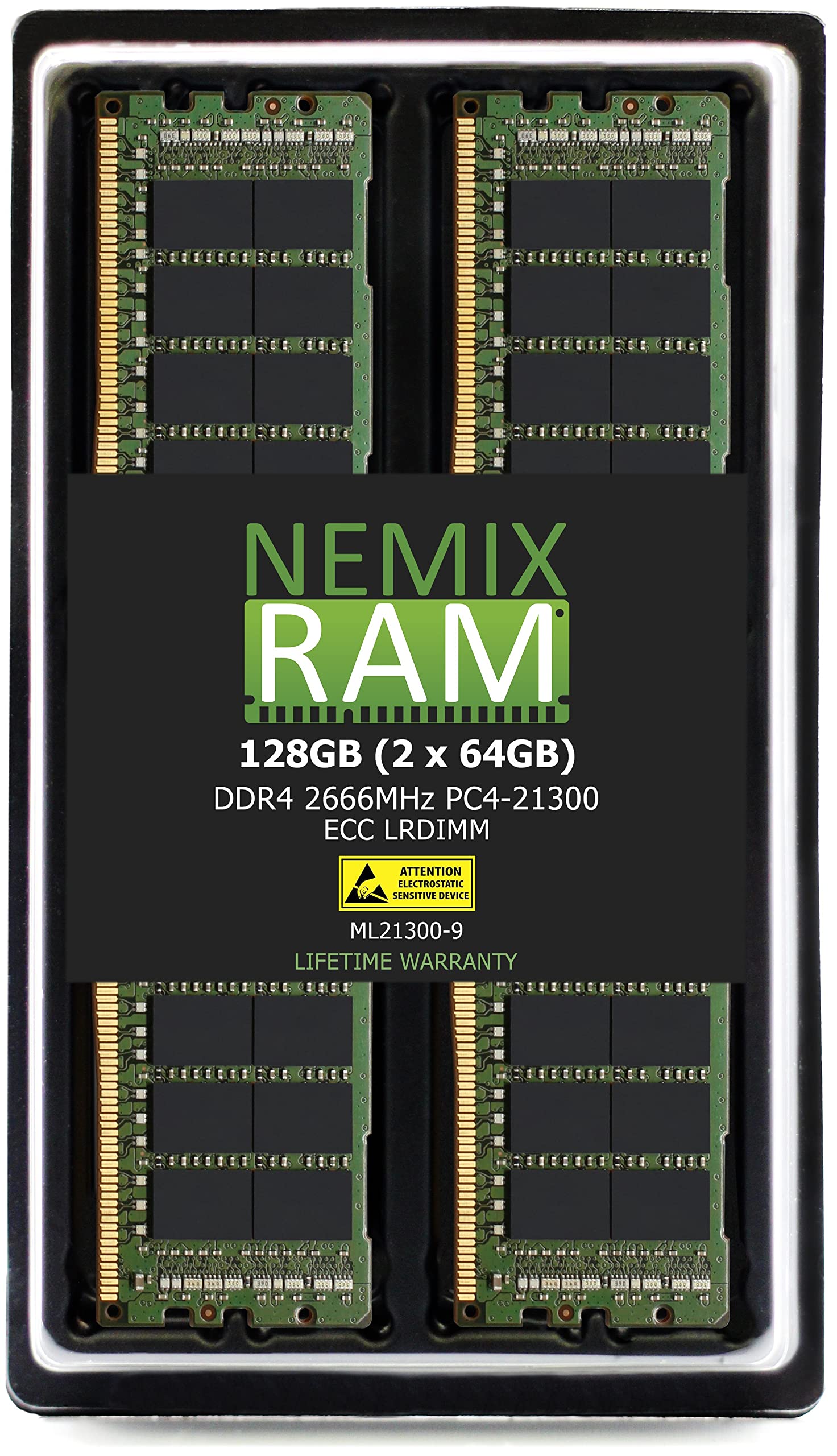 NEMIX RAM 128GB 2X64GB DDR4-2666 PC4-21300 ECC LRDIMM 負荷軽減サーバーメモリアップグレード EMC Dell Power