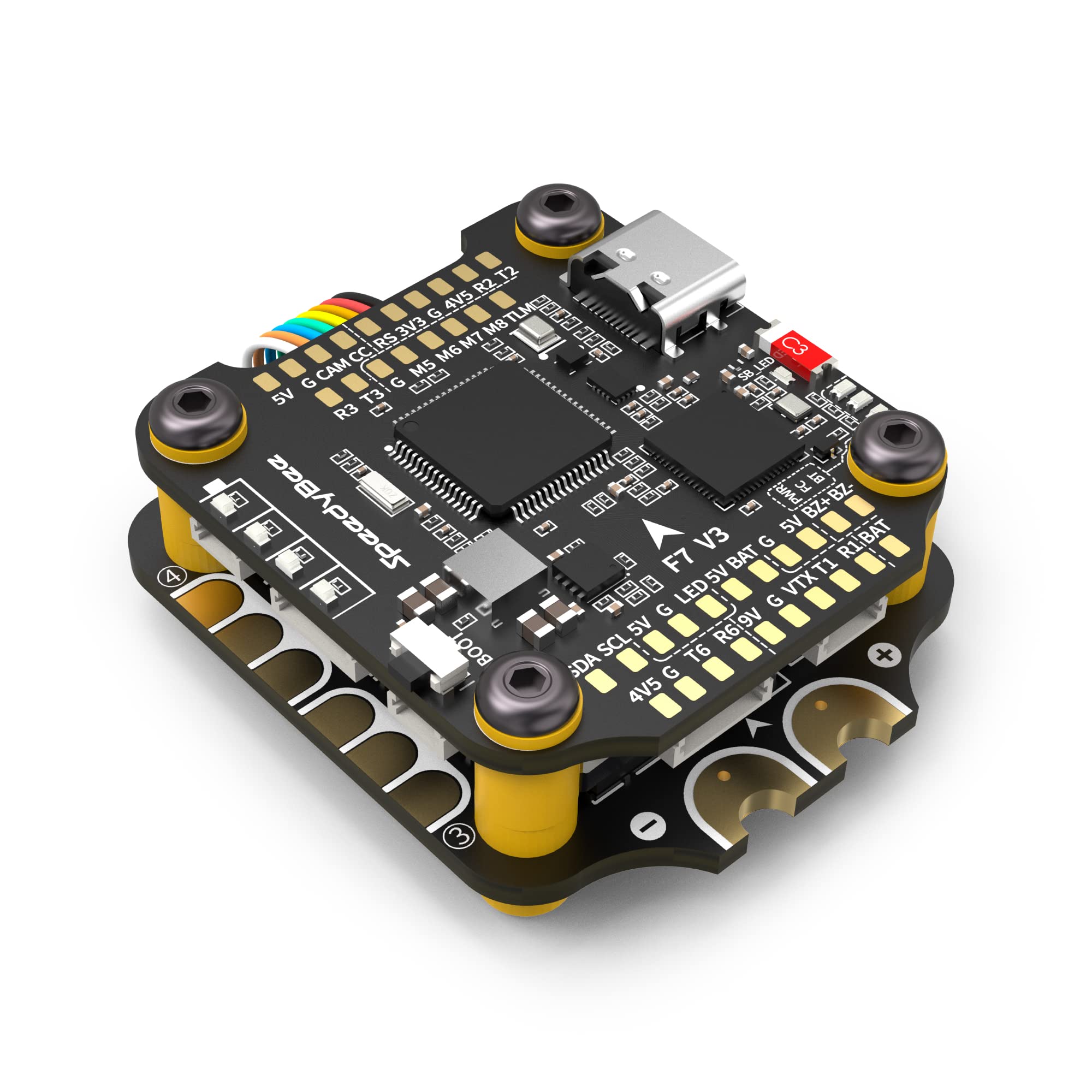 SpeedyBee V3 F7 Flight Controller Stack Board 30x30 Drone FC Stack with 4in1 50A ESC BL32APP Betaflight Configuration Blac