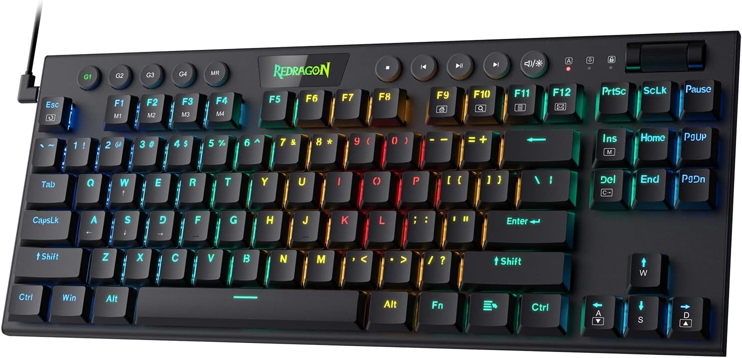 Redragon K622 Horus TKL RGB Mechanical Keyboard Ultra-Thin Designed Wired Gaming Keyboard wLow Profile Keycaps Dedicated M